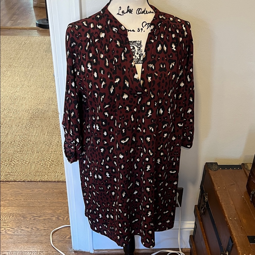 Entro Burgundy and Black Animal Print Dress